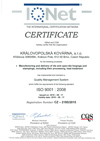 Quality Management System certificate acc. to ISO 9001: 2008
