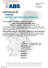 Certifikovaný systém výrobce polotovaru (výkovku) dle podmínek American Bureau of Shipping